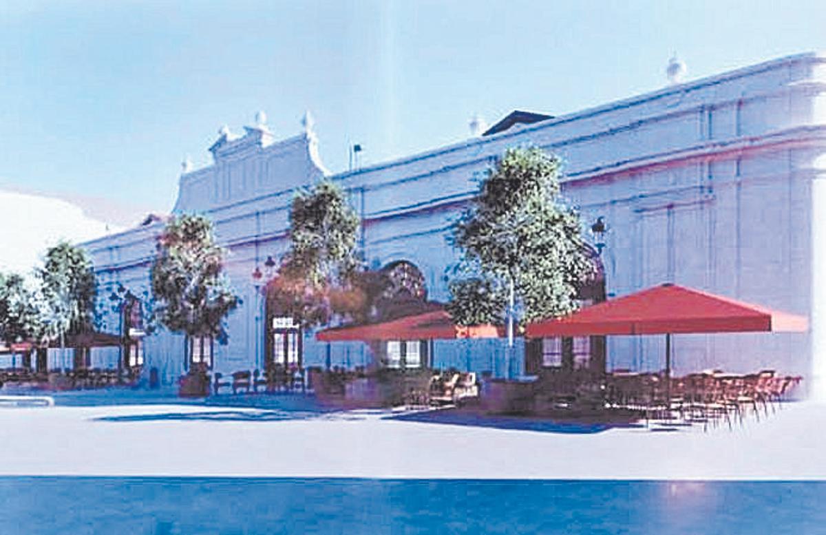 Terraza en la plaza Mayor, junto al Mercado Central.
