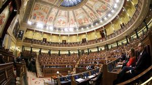 GRAF6039. MADRID, 12/02/2019.- Vista del hemiciclo del Congreso durante la intervención del presidente del PP, Pablo Casado, este martes en el debate de totalidad de los presupuestos. EFE/ Juan Carlos Hidalgo