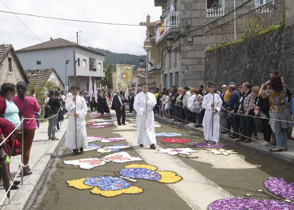 Las flores coronan el Corpus de Ponteareas.