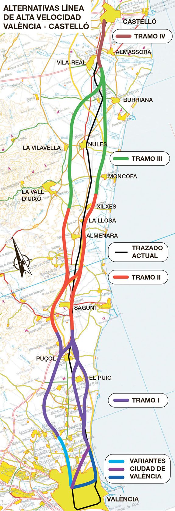 Alternativas línea de alta velocidad València-Castelló