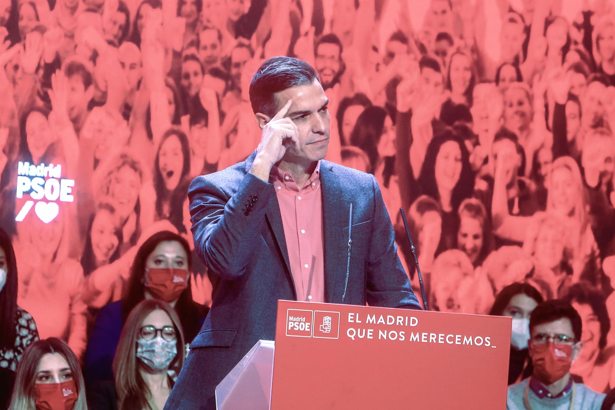 El presidente del Gobierno, Pedro Sánchez, interviene en el acto de clausura del Congreso del PSOE-M