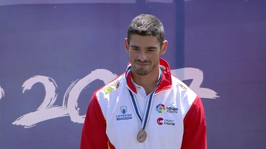 Roi Rodríguez, durante la ceremonia del podio.