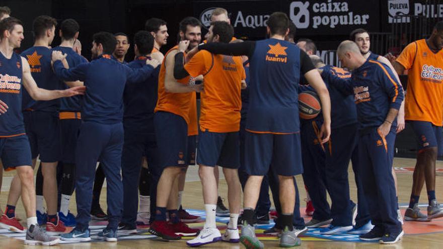 La plantilla del Valencia Basket, en el entrenamiento del miércoles