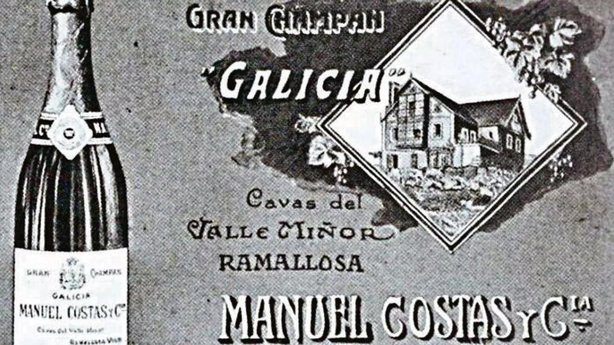 Una de las publicidades del Champán Galicia producido en A Ramallosa