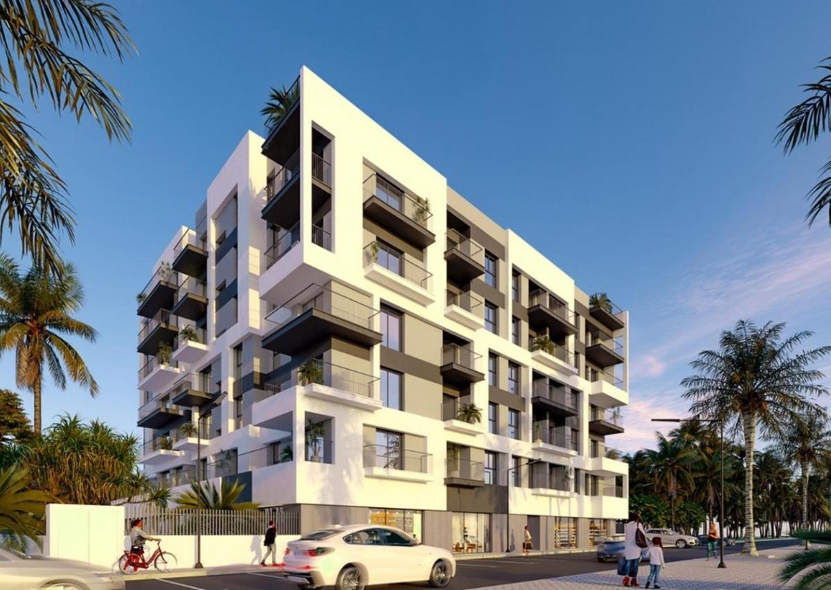 La recreación de la fachada del edificio de alquiler asequible situado en Travalón.