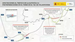 Cortes de tráfico desde este viernes en la Autovía del Cantábrico (A-8) a la altura de Villaviciosa por obras de mejora del firme
