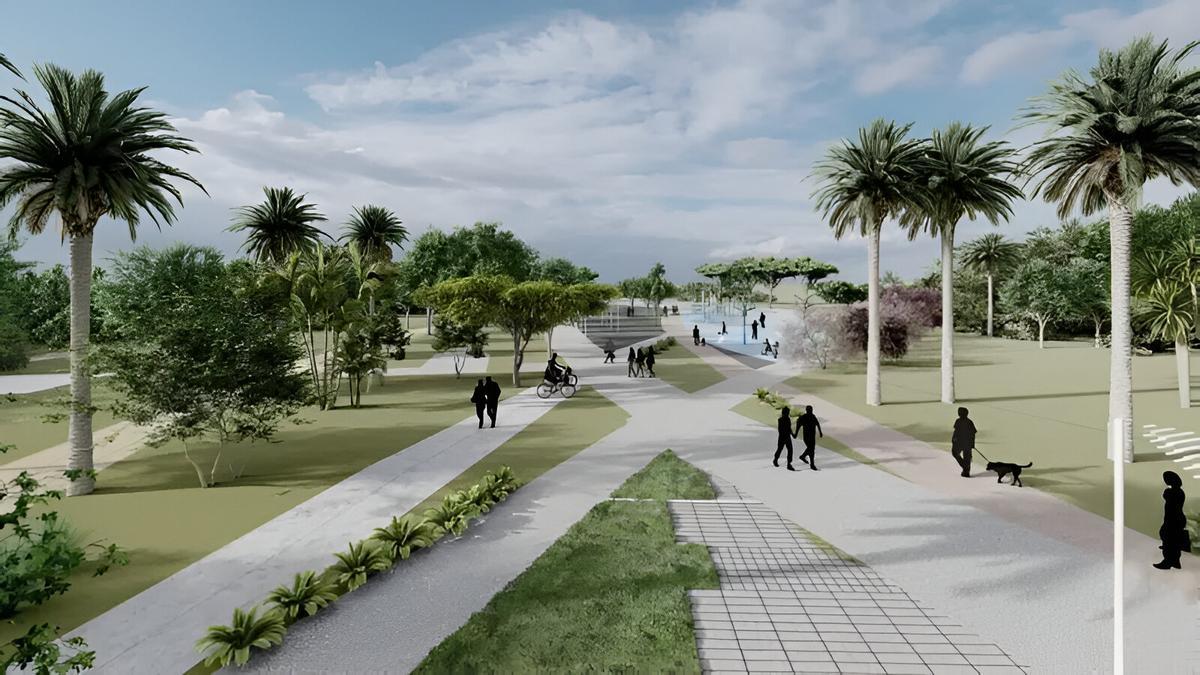 Caminos entrecruzados del futuro parque que se instalará en Málaga