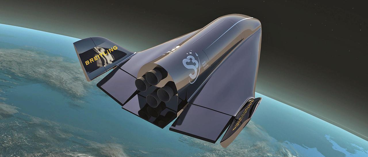 Recreación virtual de la nave  suborbital que, alojada sobre un avión, trasladaría a los pasajeros.    | SWISS SPACE SYSTEM