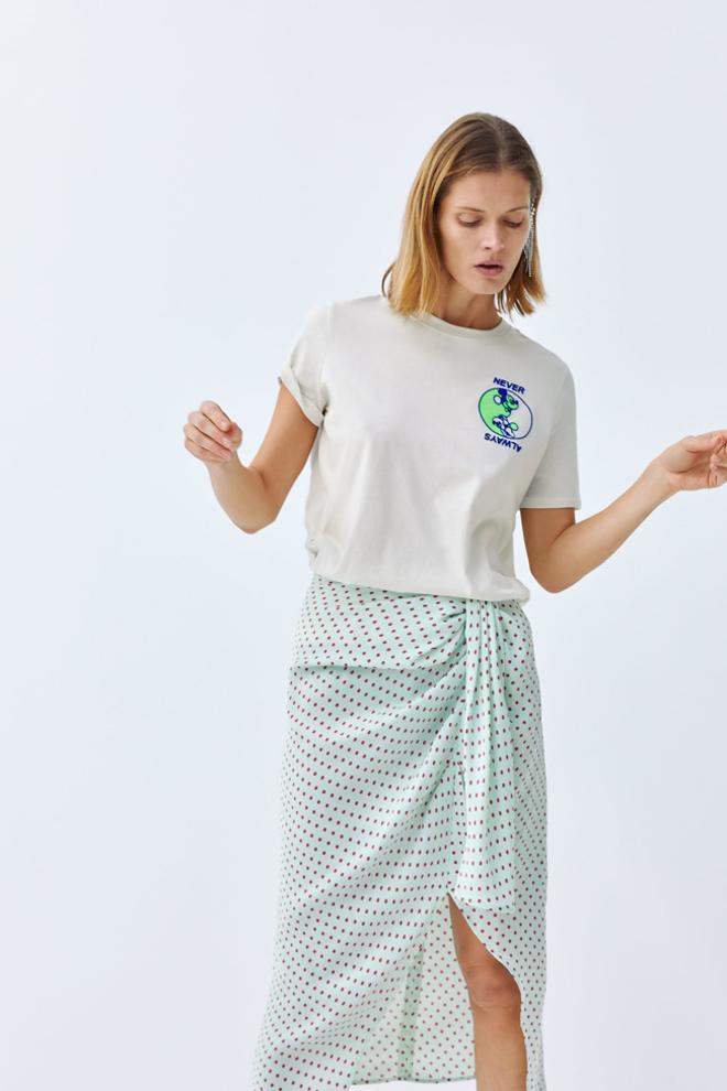 Falda de lunares verde-agua de Zara