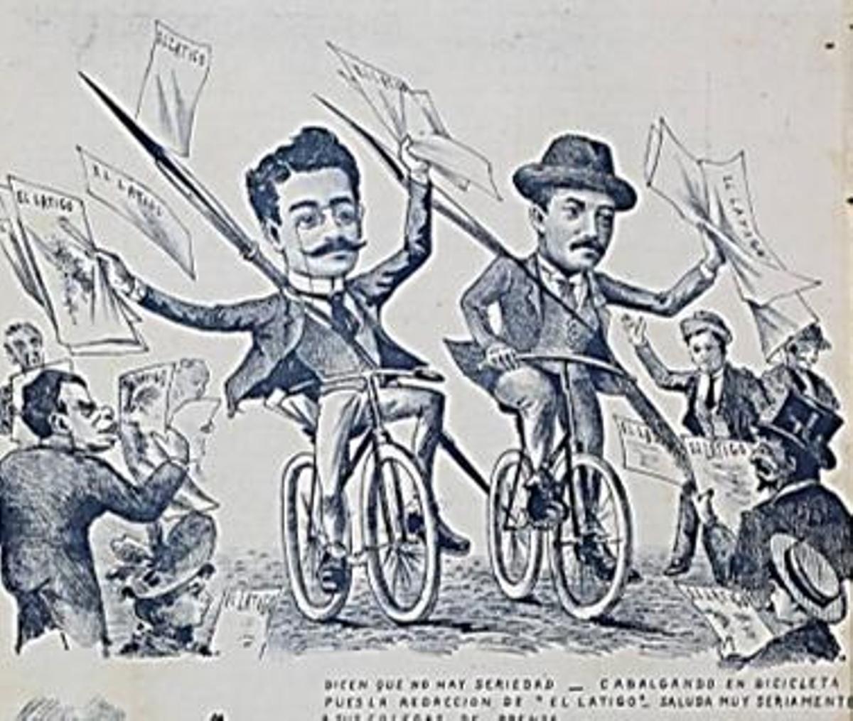 Una de las caricaturas de Harmony. A la izquierda, su autorretrato.