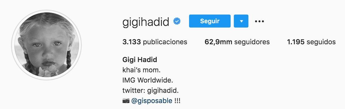 Perfil de Instagram de Gigi Hadid
