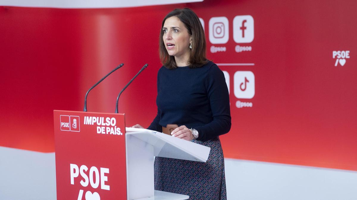 La portavoz de la Ejecutiva Federal del PSOE, Esther Peña, valorando los resultados de las elecciones gallegas