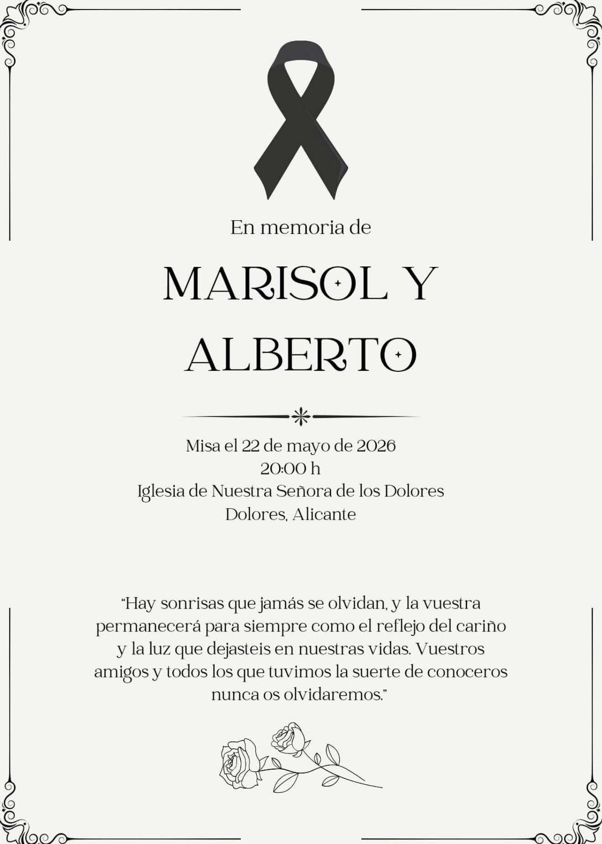 Convocatoria a una misa en memoria de la mujer y el hijo
