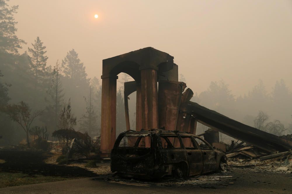 A destroyed home is seen at a residential ...