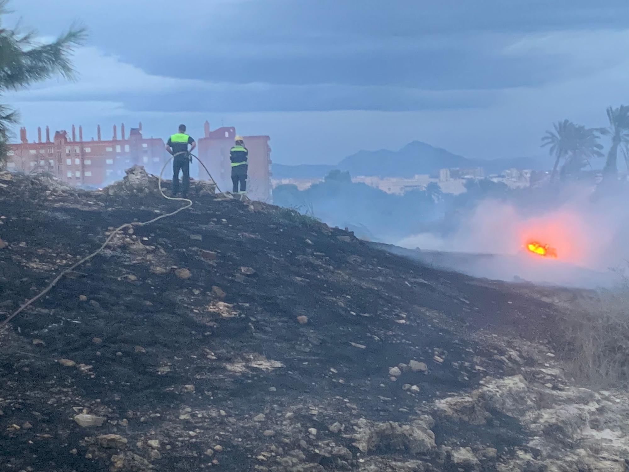 Así ha sido el fuego junto a El Palmeral de Alicante