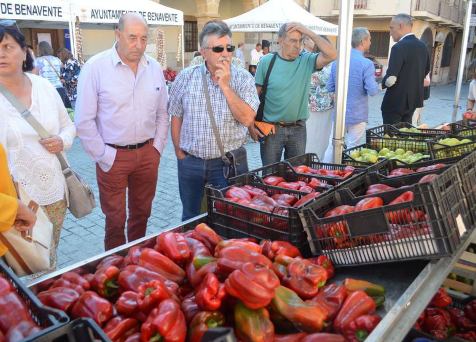 Uno de los puestos de pimientos de la Feria de Benavente. | E. P.