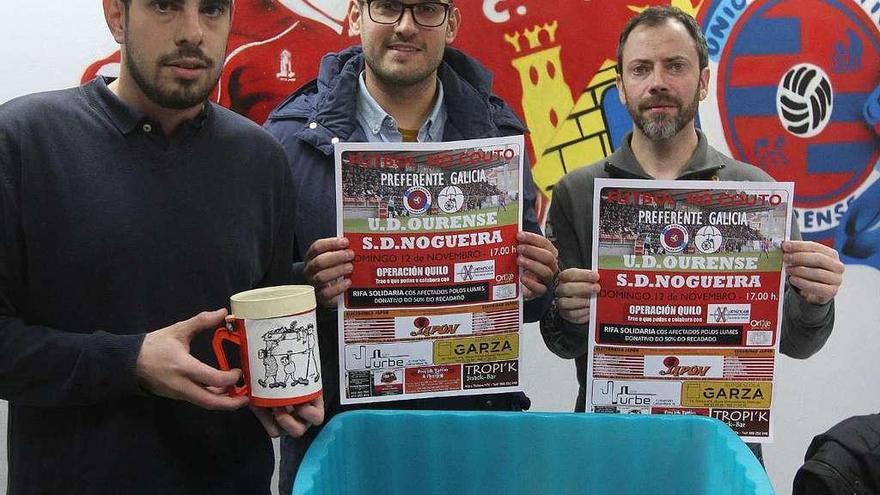 Javier Taboada, Pablo Méndez y Modesto García, ayer, en el estadio de O Couto. // Iñaki Osorio