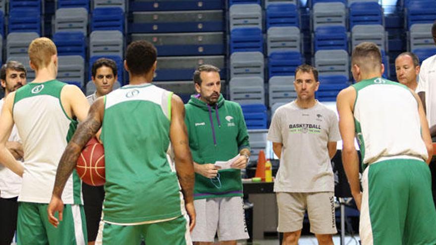 Joan Plaza, en uno de sus últimos entrenamientos con el Unicaja, ya en los play off por el título.