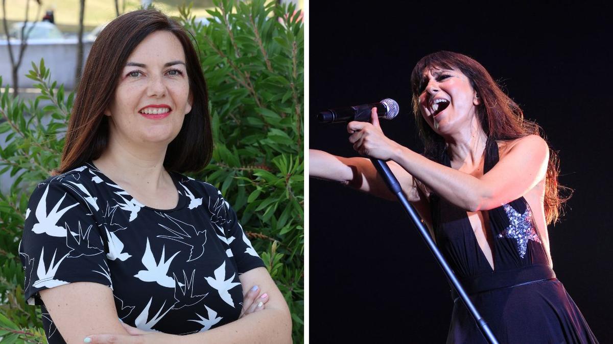 A la izquierda la escritora viguesa Ledicia Costas, a la derecha, Eva Amaral en uno de sus últimos conciertos