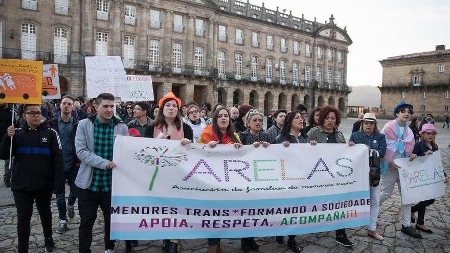 Concentración a favor de los derechos de las personas transgénero en Santiago.