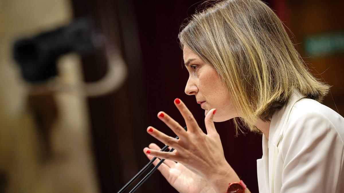 La presidenta de En Comú Podem en el Parlament, Jéssica Albiach, durante su intervención