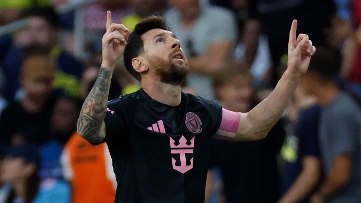 Leo Messi celebra uno de sus goles en el 'Decision Day' ante Nashville