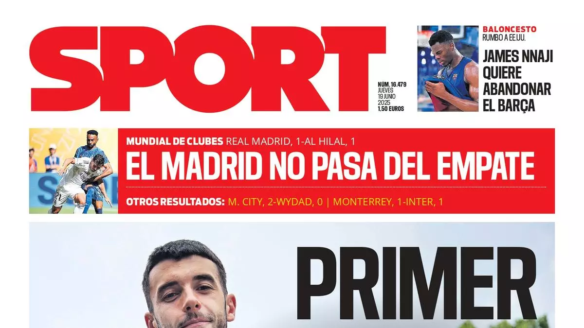 La portada de SPORT de hoy jueves, 19 de junio de 2025