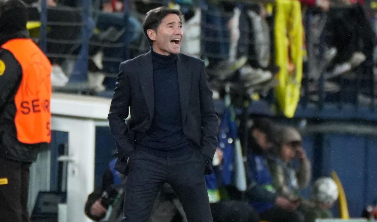 Marcelino García Toral, nervioso durante el Villarreal-Ajax.