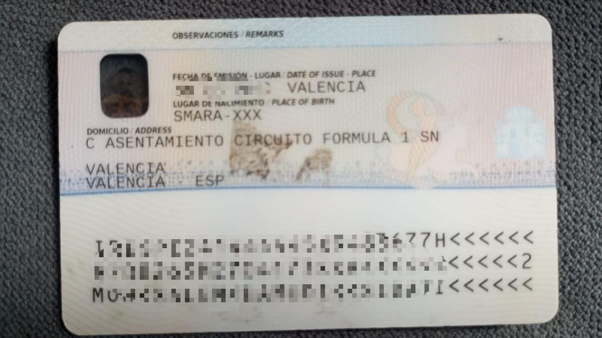 Otro documento oficial con dirección en el asentamiento chabolista