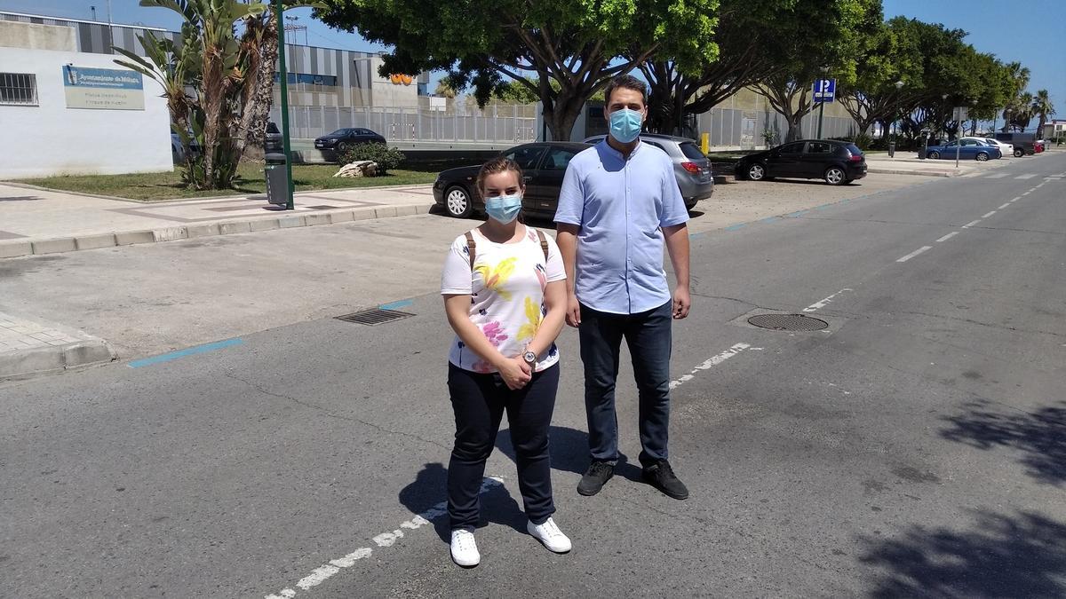 Isa Romero y Felipe Caras, el pasado martes en la zona azul en pruebas junto al Parque Huelin.