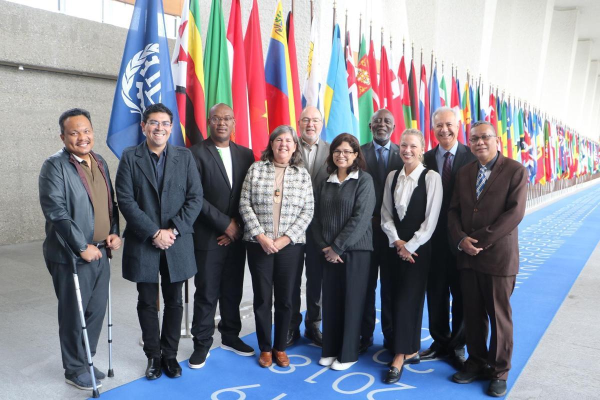 La viguesa Rosa Meijide (cuarta por la izquierda) en Ginebra durante la última reunión de la OIT.
