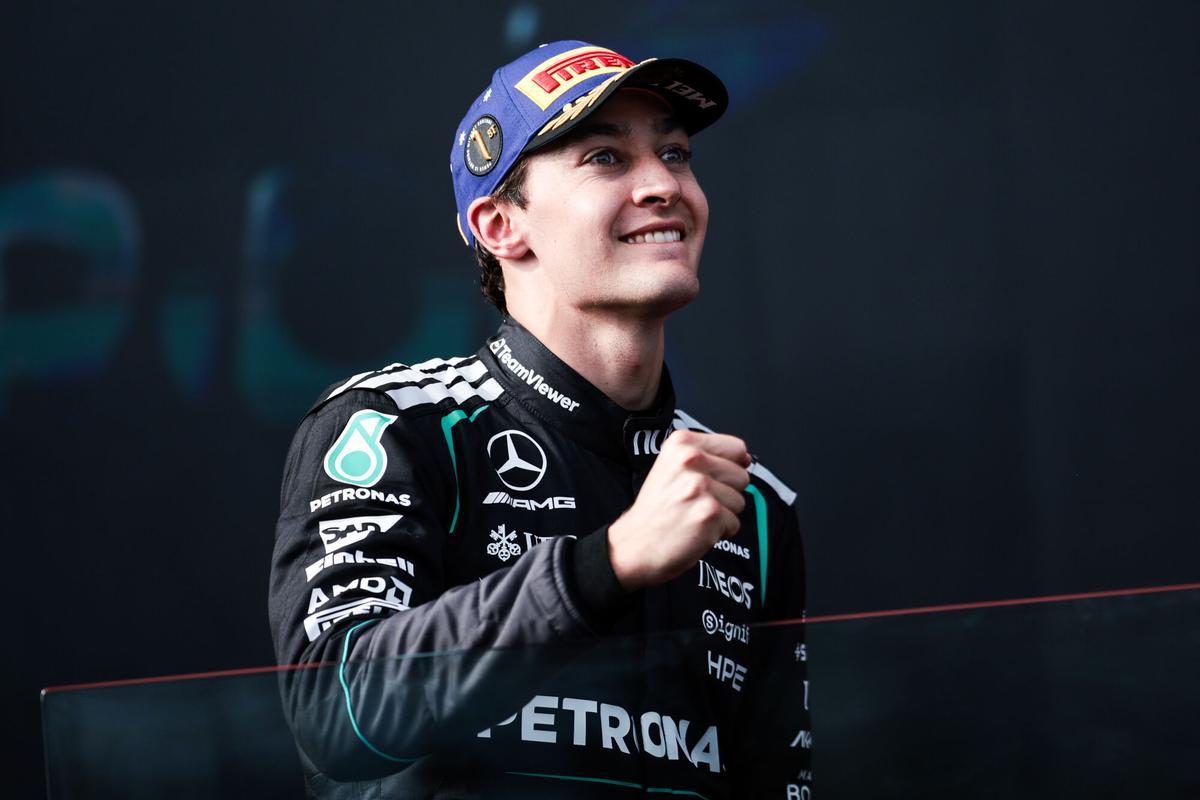 George Russell, en el podio