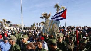 Manifestación en apoyo del expresidente de Cuba Raúl Castro este viernes, en La Habana (Cuba).