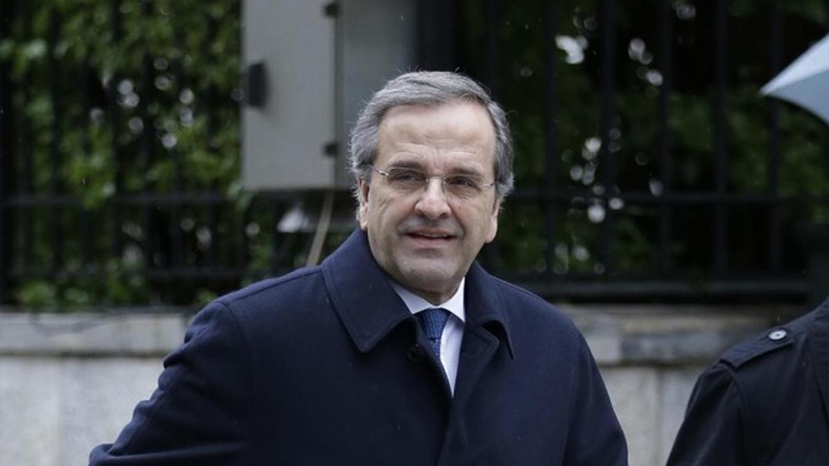 El primer ministro griego Antonis Samaras tras una reunión con el presidente en Atenas este martes.