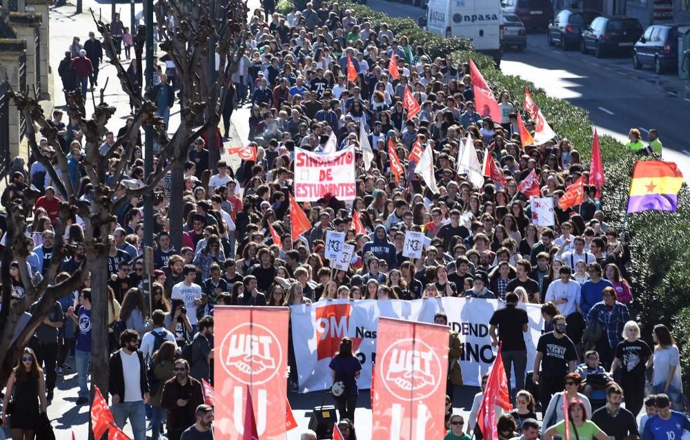 Protestas durante la huelga de enseñanza