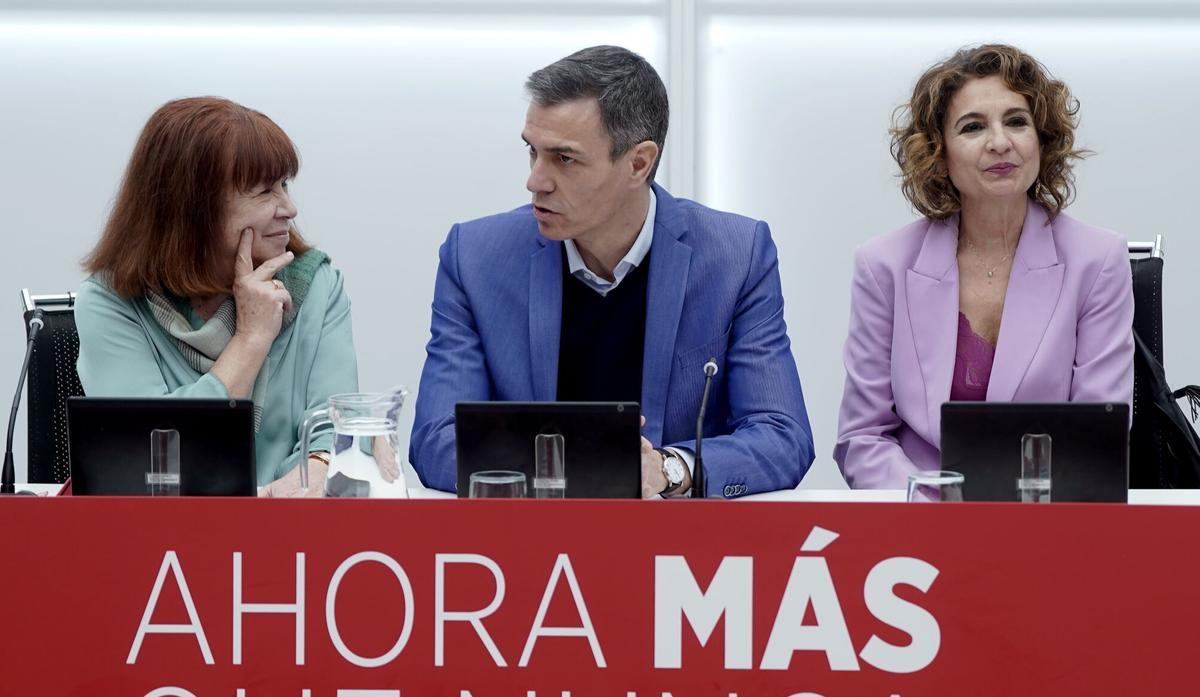 El presidente del Gobierno, Pedro Sánchez, este lunes en la reunión del comité ejecutivo federal del PSOE.