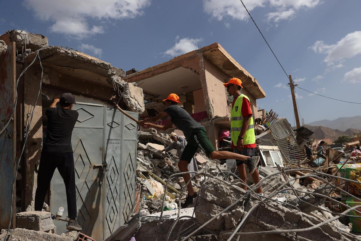 Edificios derrumbados por el terremoto de septiembre de 2023 en la población de Talat N'Yaaqoub.