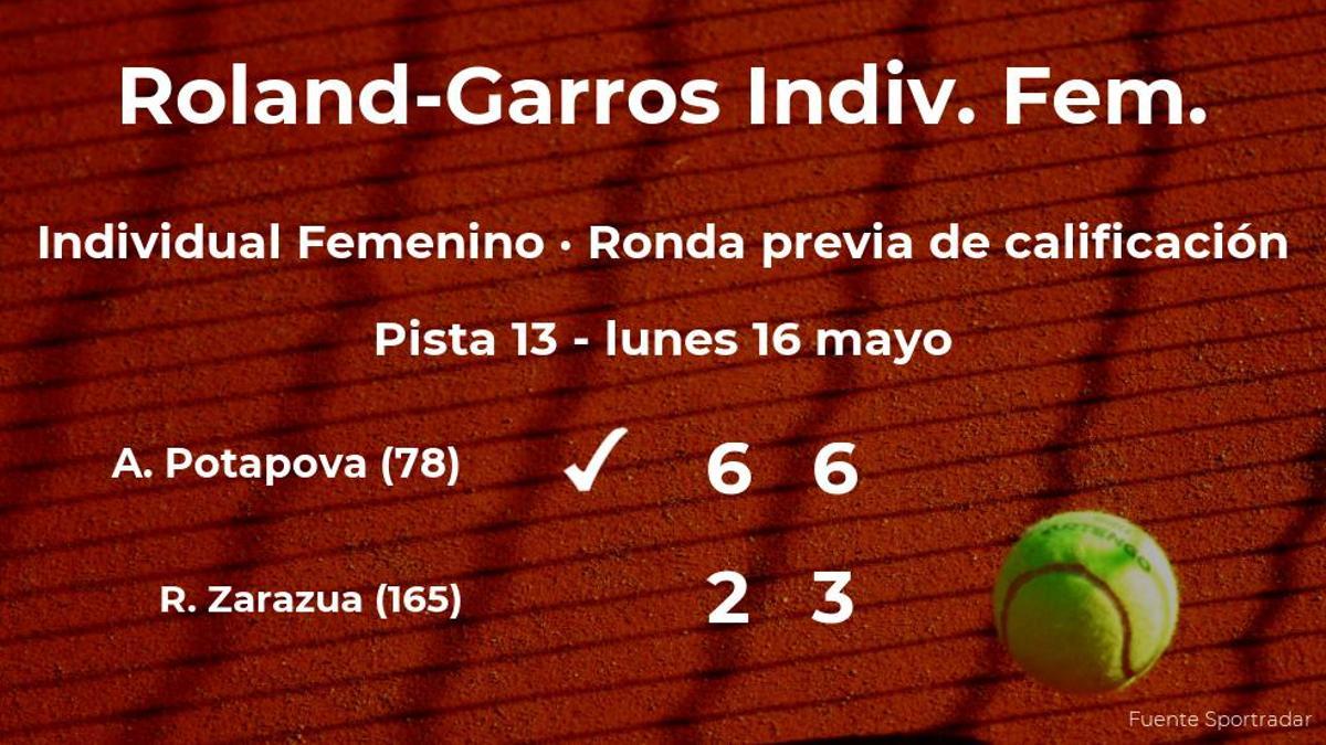 Anastasia Potapova pasa de ronda de Roland-Garros