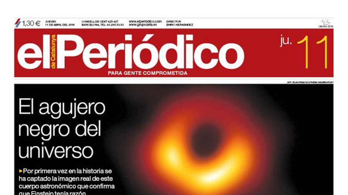 La portada de EL PERIÓDICO del 11 de abril del 2019