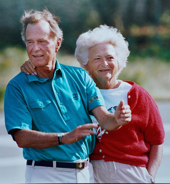 U.S. first lady Barbara Bush is pictured with ...