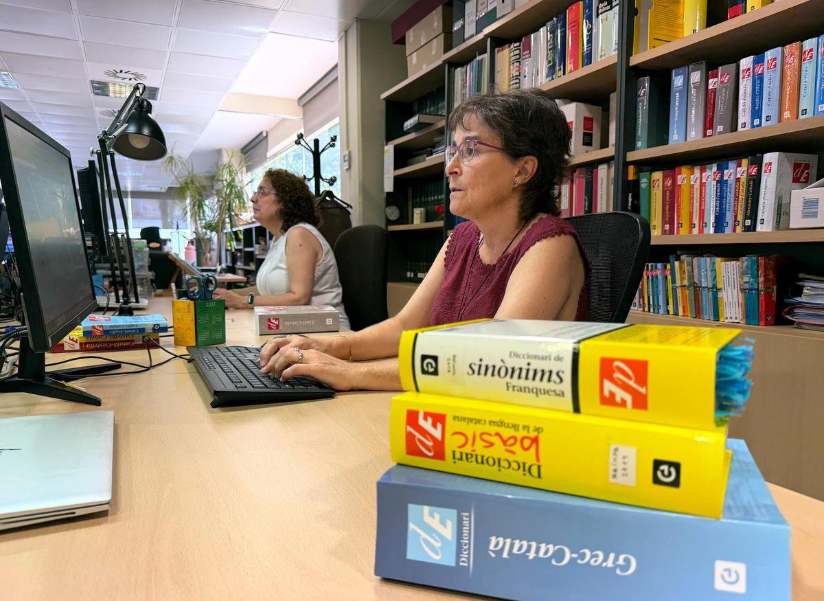 Responsables dels respectius serveis de cerca en línia diccionari.cat i Enciclopèdia.cat, a la seu d'Enciclopèdia Catalana.