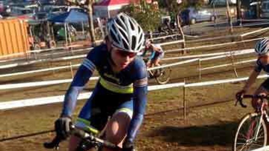 Sara Yusto, en plena carrera en Porriño.