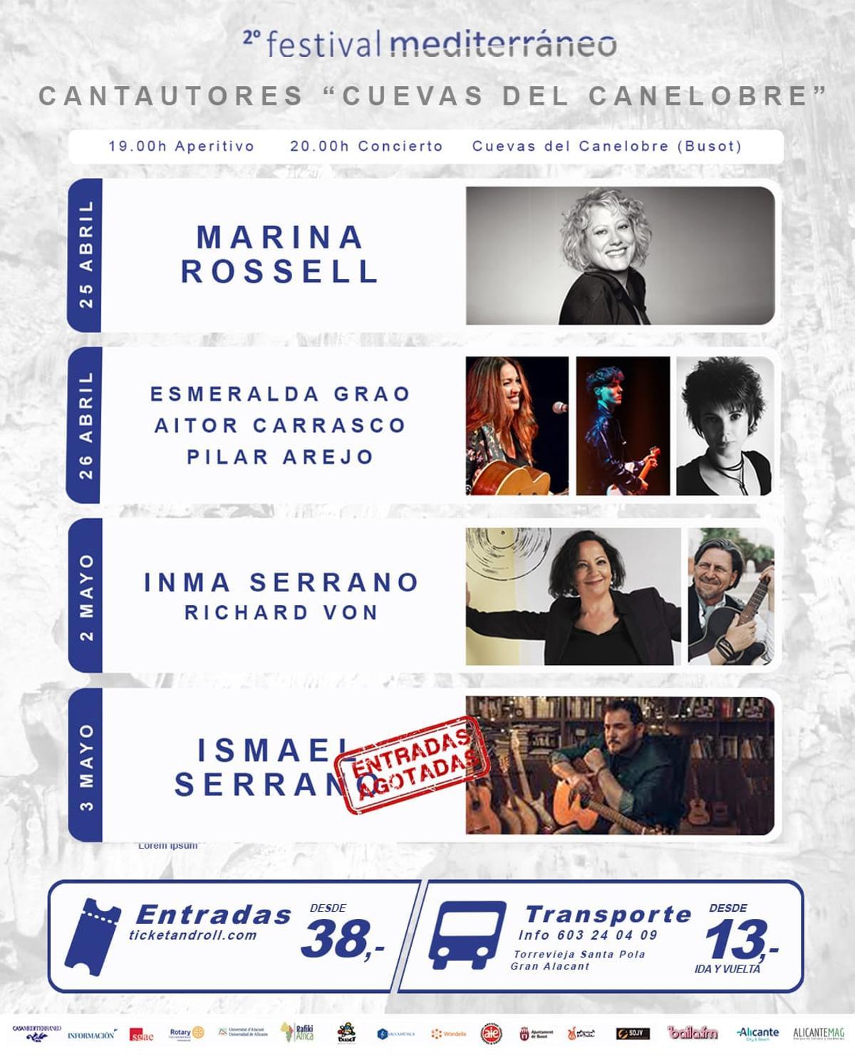 Cartel completo de la segunda edición del Festival Meditarráneo de Cantautores