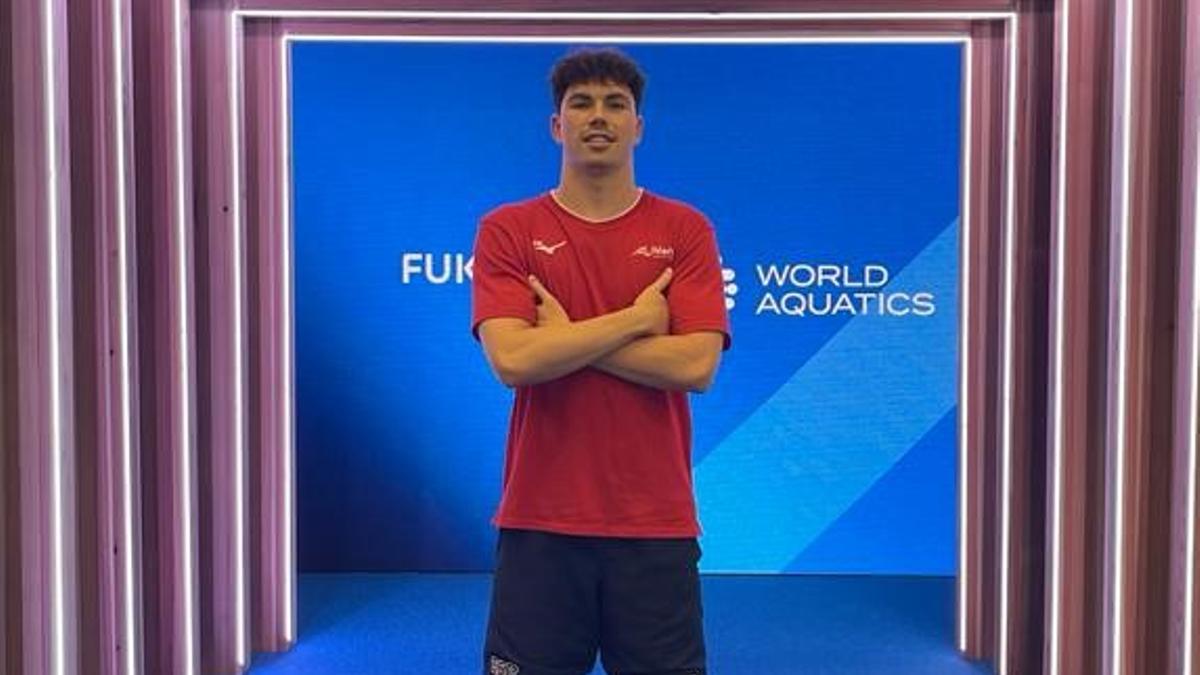 Luis Domínguez, en el Mundial de natación de Fukuoka (Japón).
