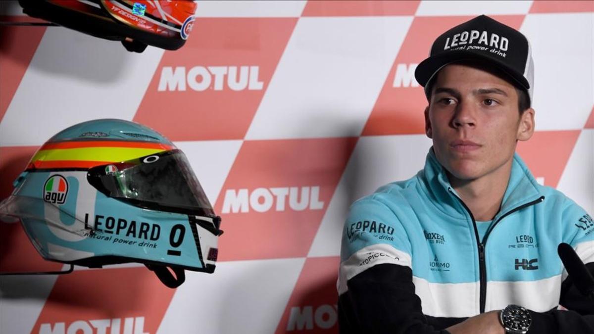 Joan Mir, este jueves en la sala de prensa de Motegi