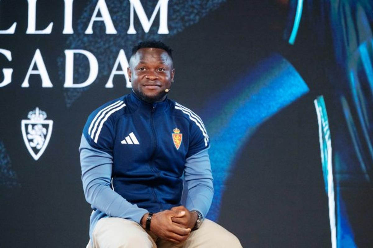 Willy Agada, en su presentación como jugador del Real Zaragoza.