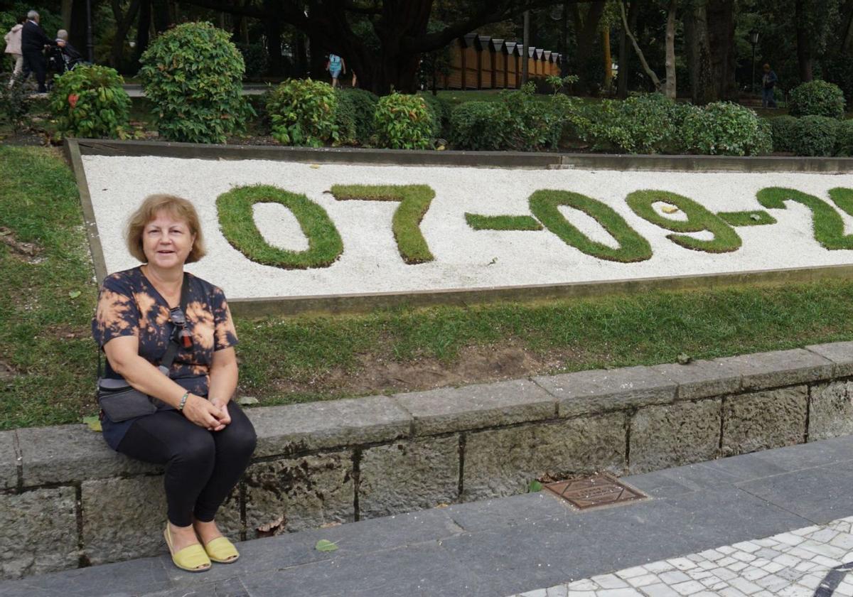 Primitiva González, en Oviedo, días antes de comenzar el Camino Primitivo.