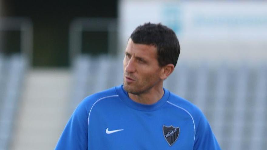 Javi Gracia, durante un entrenamiento en el Ciudad de Málaga.