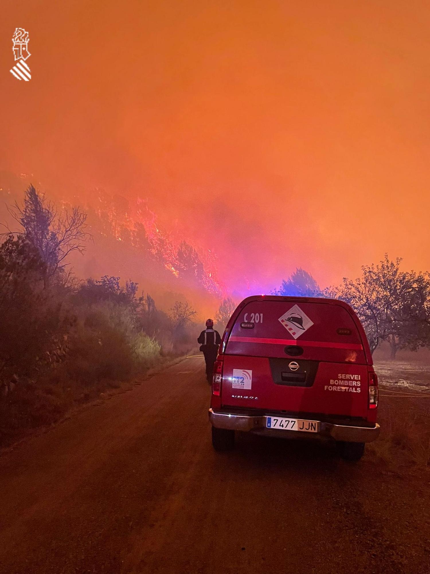 Imágenes del incendio de Azuébar y las labores de extinción