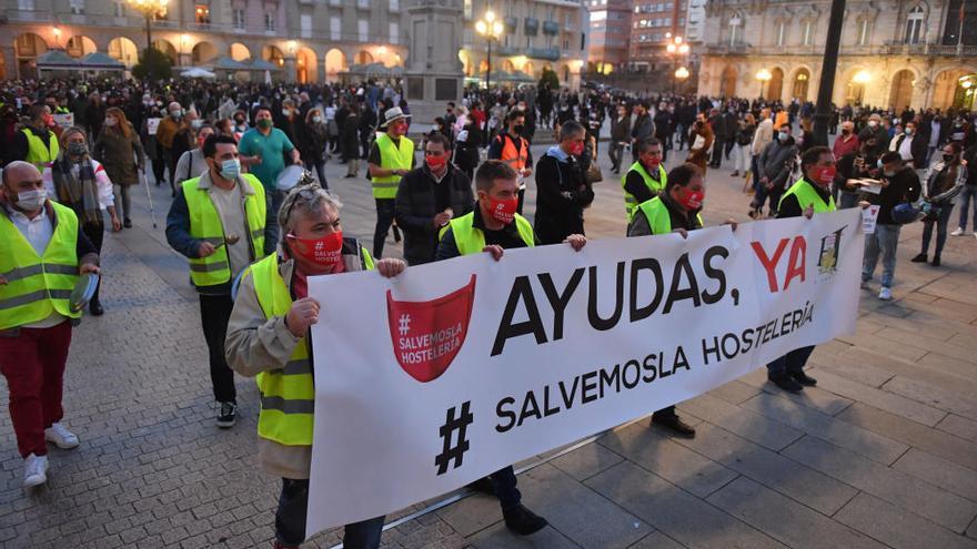 Protesta de hosteleros en María Pita.